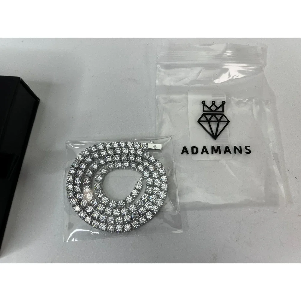 Adamans 5mm Tennis Chain & Bracelet White Gold Plated Mens Jewelry Gift‎ Box